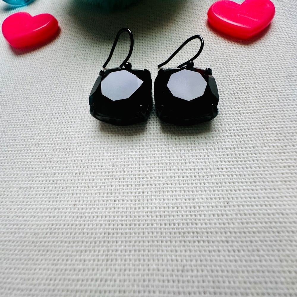 VERY RARE ALL BLACK Tory Burch Square Drop Earrings - Picture 3 of 5